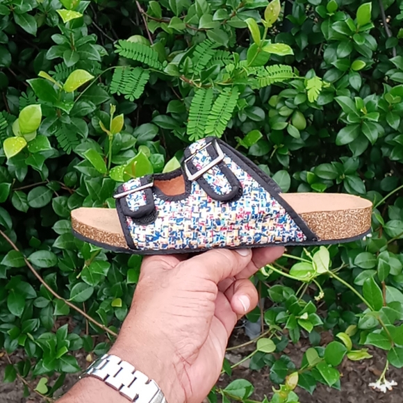 Bernie Mev Woven Double Strap Velcro Cork Sandal - Picture 4 of 16